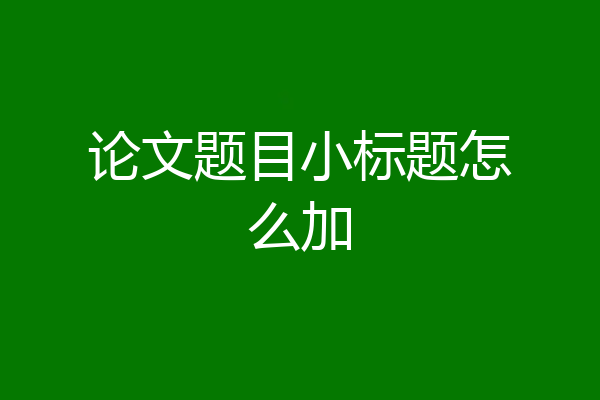 论文题目小标题怎么加