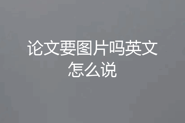 论文要图片吗英文怎么说