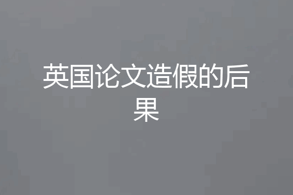 英国论文造假的后果