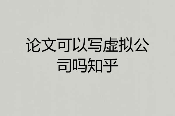 论文可以写虚拟公司吗知乎