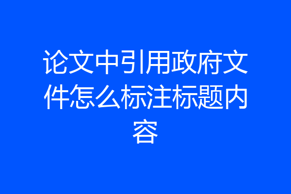 论文中引用政府文件怎么标注标题内容