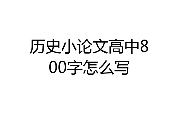 历史小论文高中800字怎么写