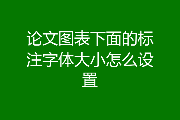 论文图表下面的标注字体大小怎么设置