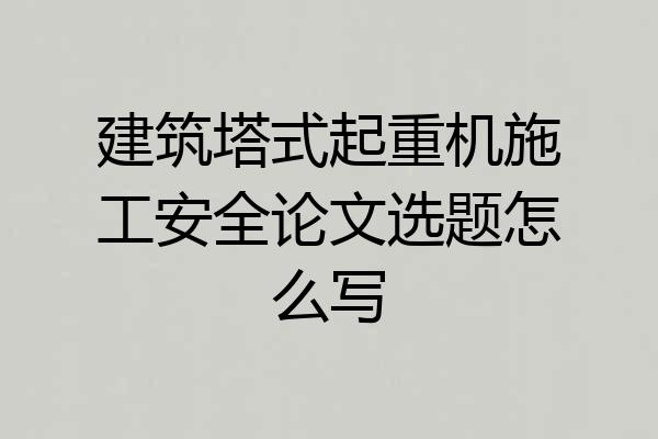 建筑塔式起重机施工安全论文选题怎么写