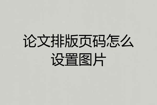 论文排版页码怎么设置图片
