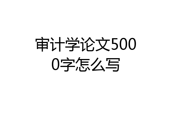 审计学论文5000字怎么写