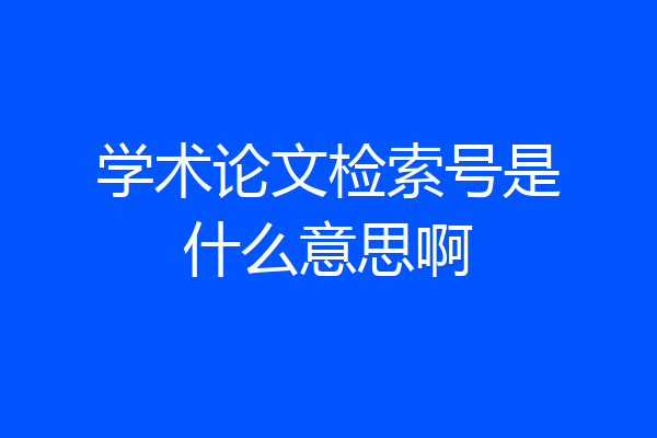 学术论文检索号是什么意思啊
