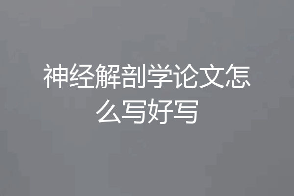 神经解剖学论文怎么写好写