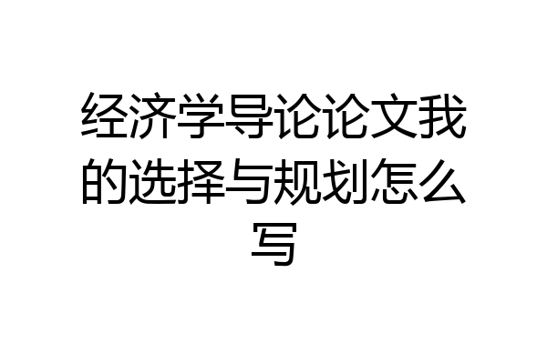 经济学导论论文我的选择与规划怎么写