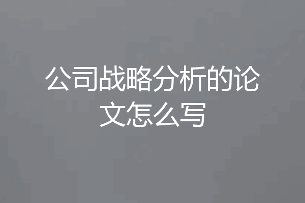 公司战略分析的论文怎么写