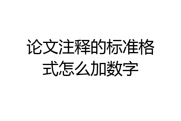 论文注释的标准格式怎么加数字