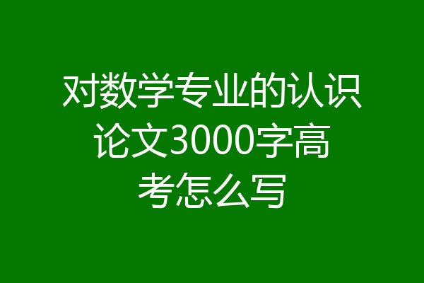 对数学专业的认识论文3000字高考怎么写
