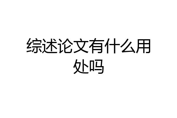 综述论文有什么用处吗