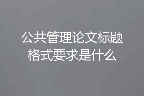公共管理论文标题格式要求是什么