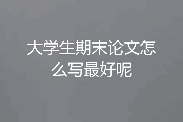 大学生期末论文怎么写最好呢