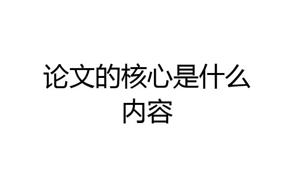 论文的核心是什么内容