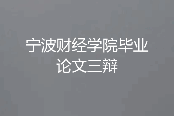 宁波财经学院毕业论文三辩