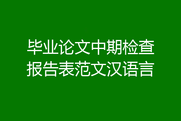 毕业论文中期检查报告表范文汉语言