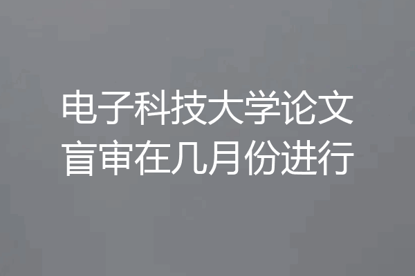 电子科技大学论文盲审在几月份进行