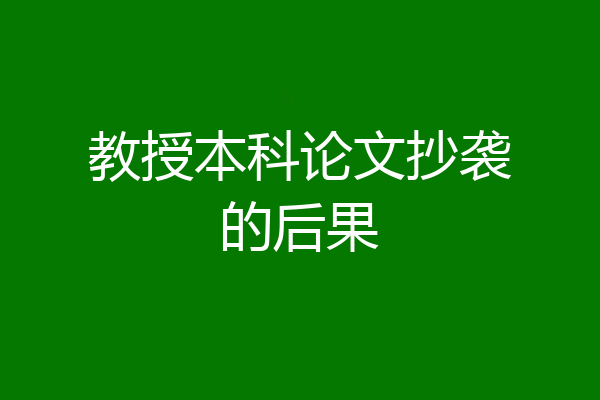 教授本科论文抄袭的后果