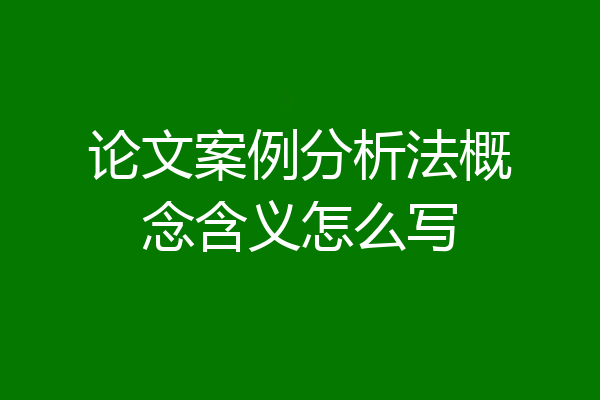 论文案例分析法概念含义怎么写