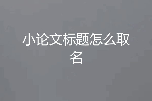 小论文标题怎么取名
