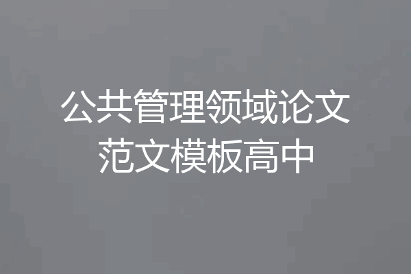 公共管理领域论文范文模板高中