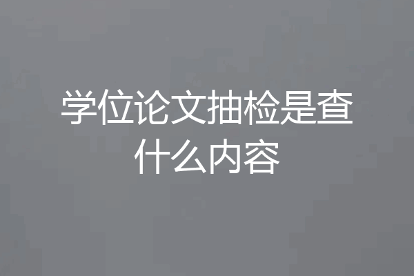 学位论文抽检是查什么内容