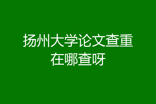 扬州大学论文查重在哪查呀