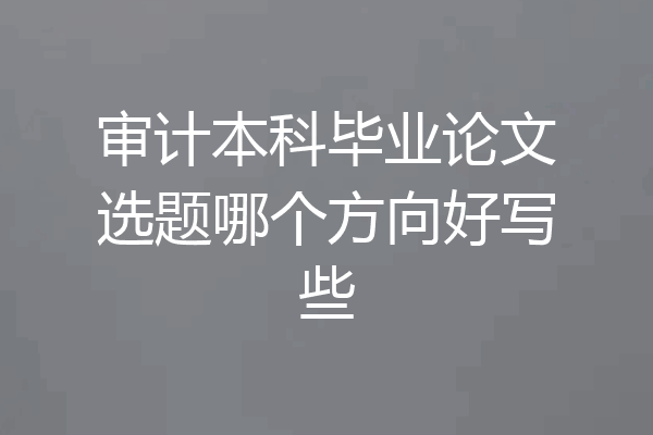 审计本科毕业论文选题哪个方向好写些
