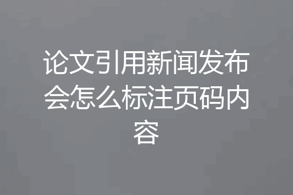论文引用新闻发布会怎么标注页码内容