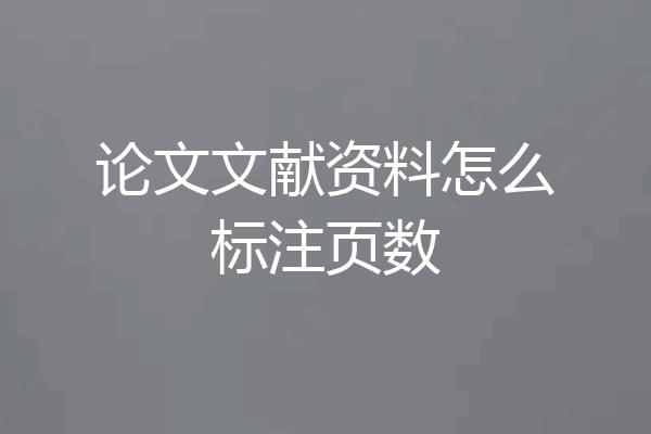 论文文献资料怎么标注页数