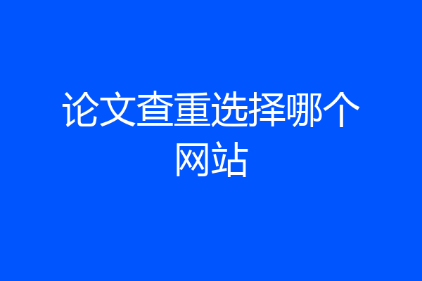 论文查重选择哪个网站