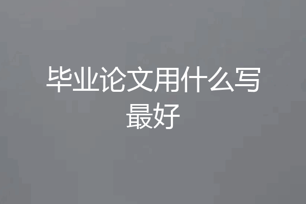 毕业论文用什么写最好