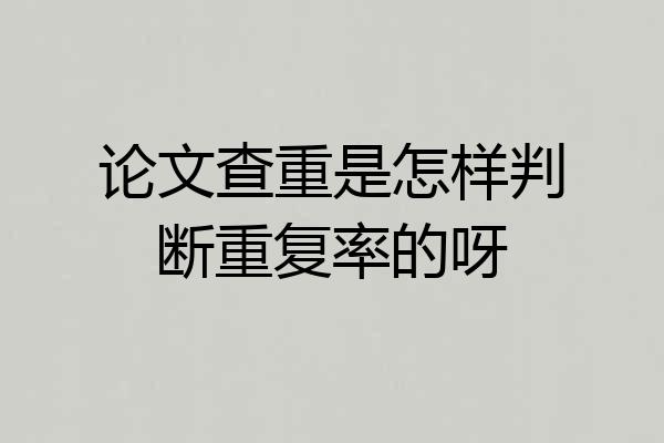 论文查重是怎样判断重复率的呀