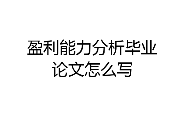 盈利能力分析毕业论文怎么写