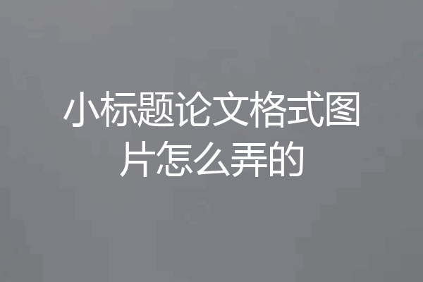 小标题论文格式图片怎么弄的