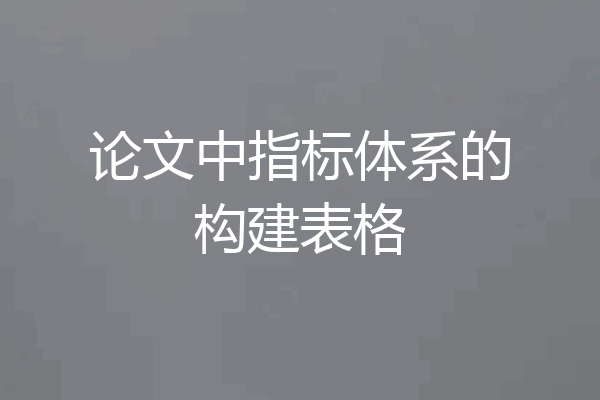 论文中指标体系的构建表格
