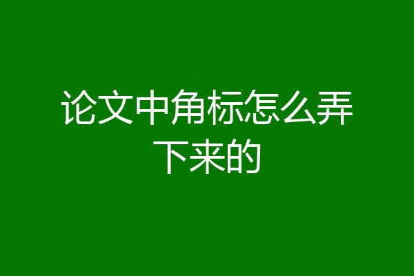 论文中角标怎么弄下来的