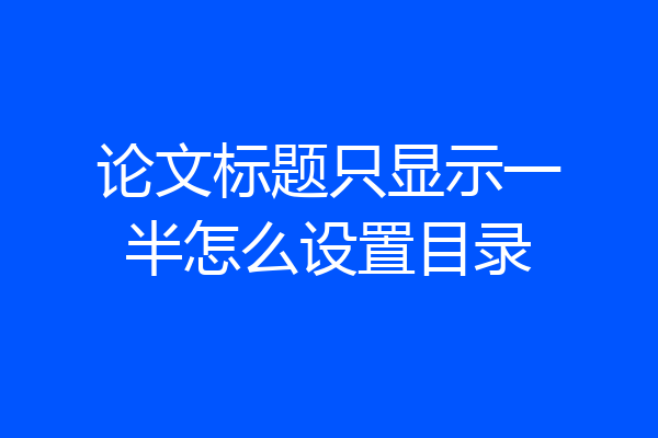 论文标题只显示一半怎么设置目录