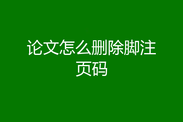 论文怎么删除脚注页码