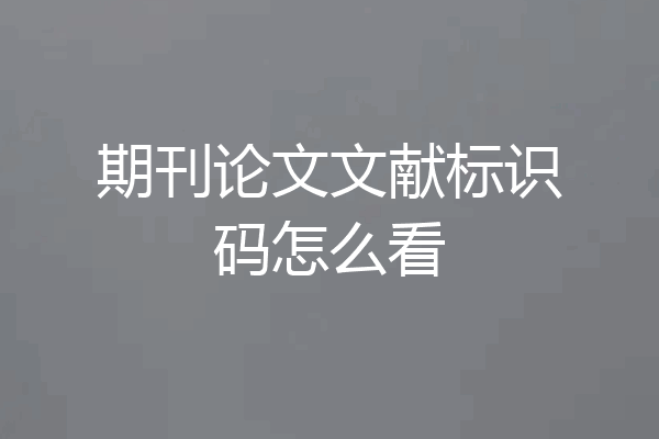 期刊论文文献标识码怎么看
