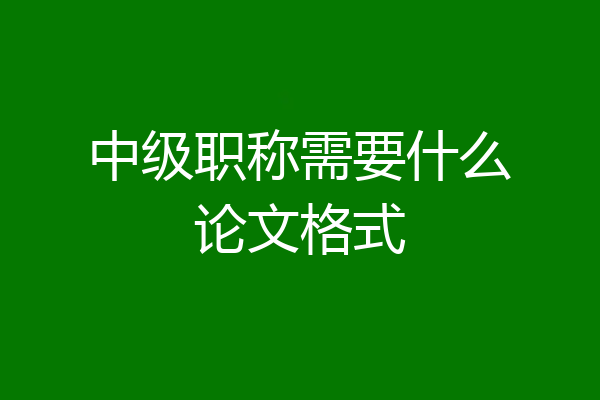 中级职称需要什么论文格式