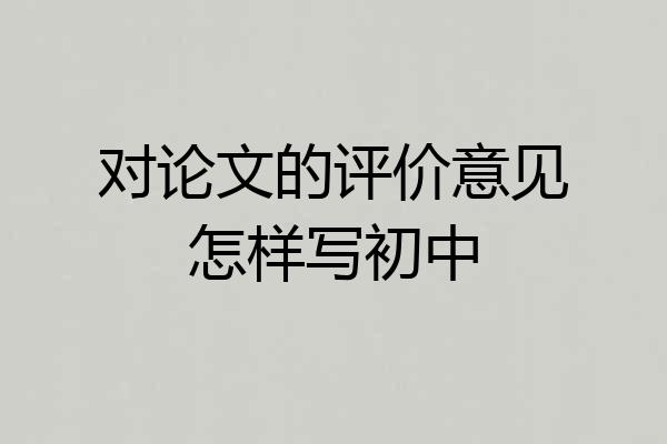 对论文的评价意见怎样写初中