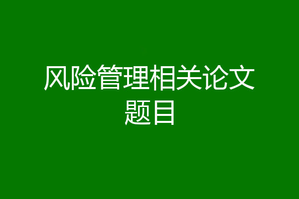 风险管理相关论文题目