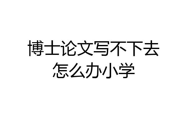 博士论文写不下去怎么办小学
