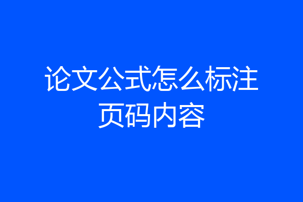 论文公式怎么标注页码内容