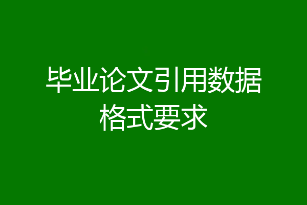 毕业论文引用数据格式要求