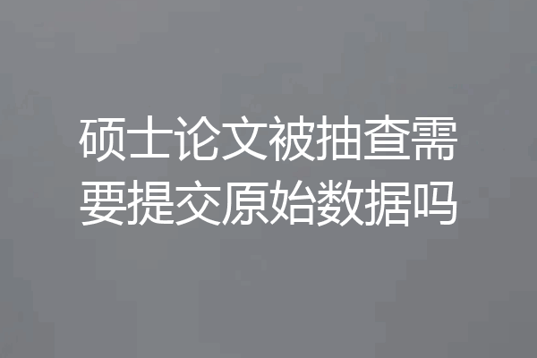 硕士论文被抽查需要提交原始数据吗