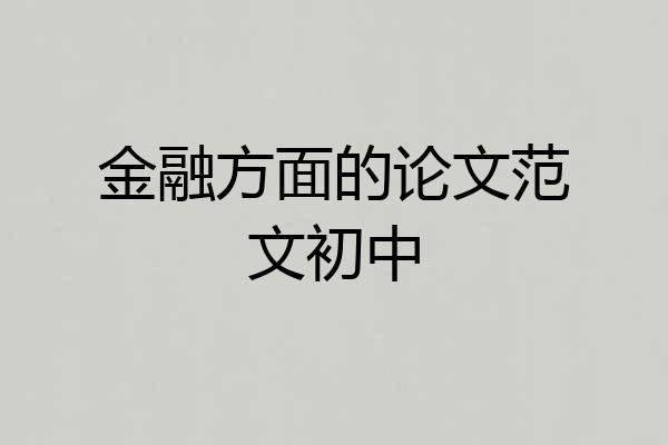 金融方面的论文范文初中
